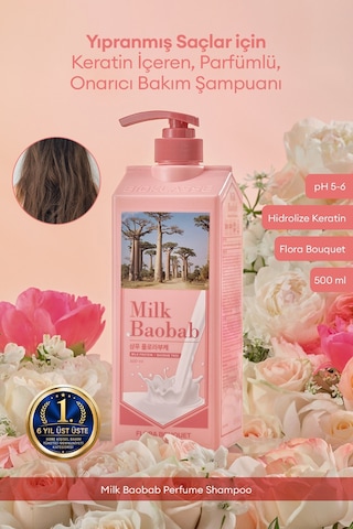 Yıpranmış Saça Onaran Parfümlü Keratinli Şampuan Mılk Baobab Perfume Shampoo Flora Bouquet Tüm Saç Tipleri