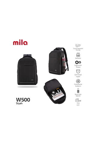 Mila Seri W500 15.60'' Ki3-01-003 Network 4 Reflektörlü Lenovo,hp,asus,macbook,mac Air Uyumlu Laptop Sırt Çantası -siyah