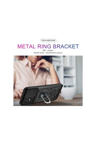 Smcase Xiaomi Redmi 10 2022 Kılıf Kamera Korumalı Yüzüklü Tank