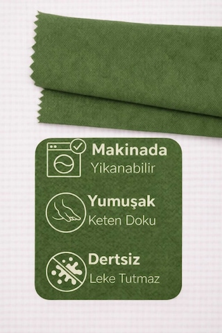 Perdeyap1980 Çimen Yeşili Ada Fon Perde Tek Kanat 1/3 Sık Pile Çimen Yeşili