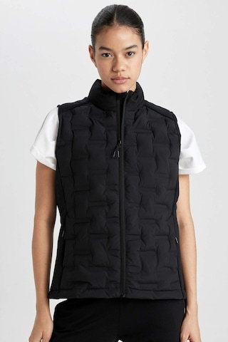 DeFactoFit Su İtici Rüzgar Geçirmez Slim Fit Dar Kesim Fermuarlı Şişme Sporcu Yelek B2069AX24SPBK81 Siyah