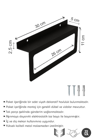 Siyah Metal Havluluk Dayanıklı Banyo Ve Mutfak Düzenleyici Siyah
