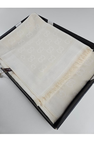 Miorel Scarfs G Desen Çift Taraflı Kaşmir İpek Şal 4 Mevsim Soft Pamuklu Şal Krem