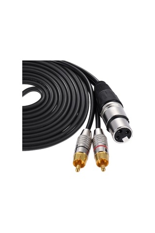 Fortunelane Ofc Tel İle Net Ses, Siyah 3 Metre Xlr 2rca Stereo Ses Kablosu