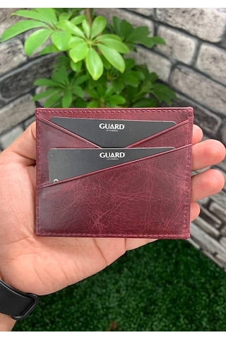 Guard Antik Bordo Hakiki Deri Kartlık