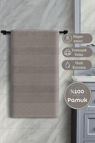 Pamuk Tekli Havlu Jakarlı Karna Home Ruma - 50 X 90 Kapuçino