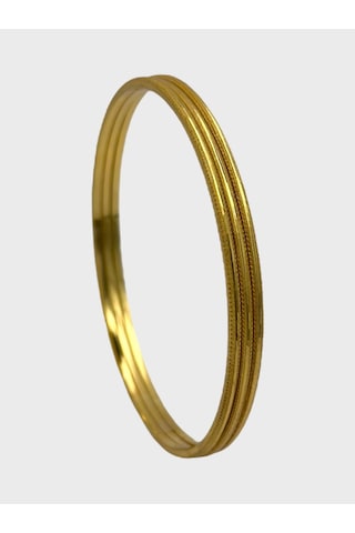 Arnes Jewelry Çelik 22 Ayar Altın Kaplama Desenli Ajda Bilezik - 3 Adet 21 Cm Ar637nes Gold
