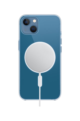 Apple Uyumlu iPhone 13 Magsafe Destekli Şeffaf Kılıf Kablosuz Sarj Ile  Transparan