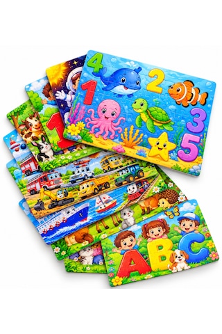 13x18 40 Parçali Eğitici Çocuk Puzzle Seti 8 Farklı Tema 01