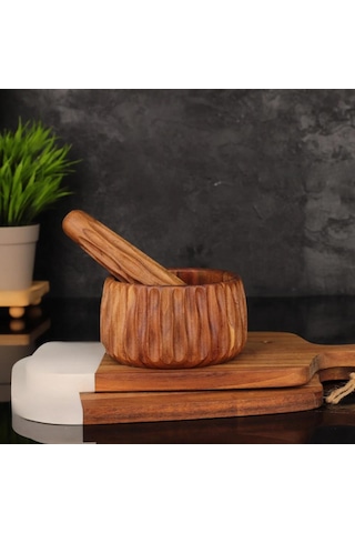 Mien Dayanıklı Ahşap Akasya Havan Set 2 Parça 7b44