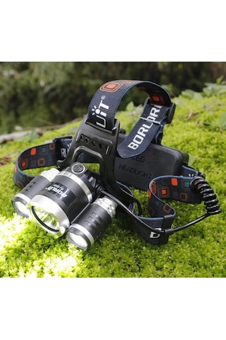Boruit T6 Kafa Feneri 5000 Lumens 3xcree Xm-t6+2r5 Lamba Led Kamp Lambası Çok Renkli