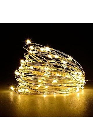 Jsdoin 50 Led Pille Çalışan Bakır Tel İç Mekan Dış Mekan Yatak Odası Düğün Dekoru Parti Noel Ağacı Dekorasyonu 5m 50 Adet/sıcak Beyaz