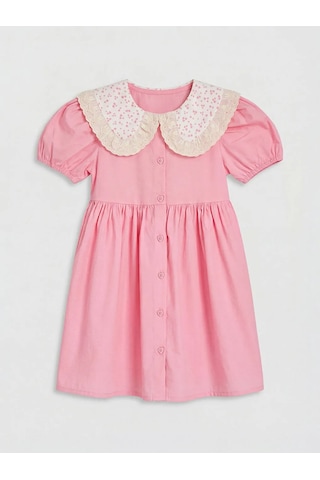Lc Waikiki Pembe Bebe Yaka Kız Çocuk Elbise