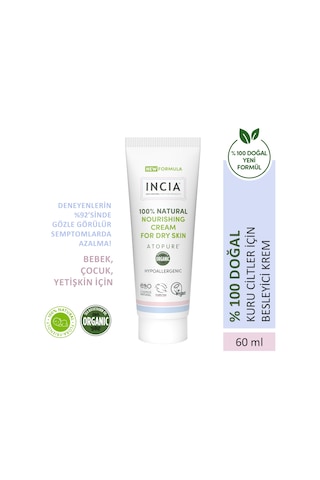 Incıa Atopure %100 Doğal Atopiğe Eğilimli Ciltler İçin Krem Çok Kuru Ciltler İçin Yalancı İğde Yağı 60 Ml