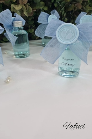 Fafuel 20 Adet Cam Şişe Mavi Bebek Mühürlü Incili Kolonya Söz, Nişan, Düğün, Kına, Nikah, Hediyelik