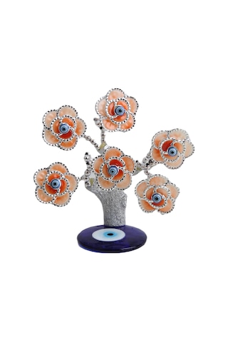 Feng Shui Nazar Boncuğu Çiçeği Hayat Ağacı Biblo Servet Çakra Şans Ağacı Mavi Göz Gül Ağacı 15 Cm. 00775188