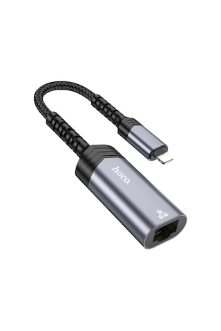 Hoco. Ua26 Tak Çalıştır Lightning To Rj45 100 Mbps Ethernet Dönüştürücü - Gri