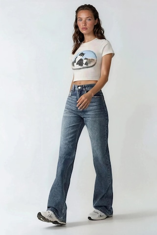 Hiccup Yüksek Bel Düz Paça Kot Pantolon Orta Mavi Denim