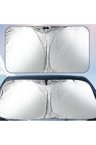 Ximistore9 Titanium Gümüş Araç Güneş Engelleyici, Evrensel Kullanım, 140x70 Cm Küçük Boy, Isı Ve Güneşten Koruma