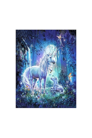 Unicorn Ve Yavrusu Sticker Çerçevesiz 50x65 Sayılarla Boyama Hobi Seti No Color