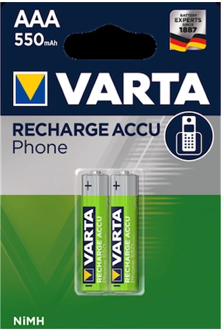 Varta 58397 Phone 550 mAh AAA Ni-MH Şarj Edilebilir İnce Kalem Pil 2'li