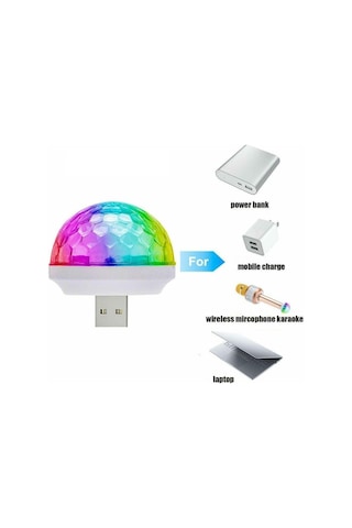 Araç İçi Mini Disko Topu Sese Duyarlı Usb Girişli