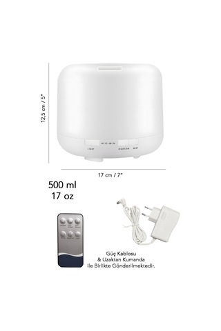 500 Ml Hava Nemlendirici - 7 Renk Led Işıklı Ultra Sessiz Buhar Makinesi Humidifier Aroma Difüzörü