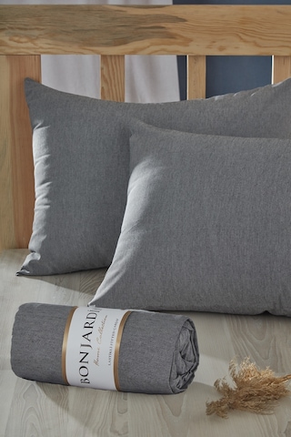 BonjardinHome Çift Kişilik Lastikli Çarşaf & İki Adet Yastık Kılıfı Koyu Gri