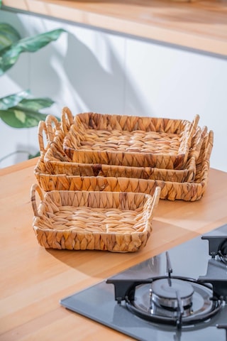 Wicker 4 Parça Hasır Kare Sepet Hasır