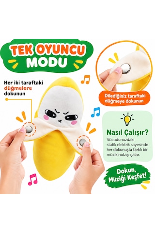 Etkileşimli Muz Peluş Oyuncak Sesli Ritim Piyanosu, Müzikli Ve Eğlenceli Elektronik Oyuncak Sarı