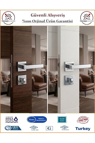 Çelebi Lama Rozetli İç Kapı Kolu - Parlak Nikel - Wc Banyo