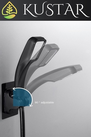 Kustar Siyah Kendinden Yapışkanlı 15 Kg Taşıyabilen Nano Duş Başlığı Askısı Mafsal Kolay Temiz Kurulum Siyah