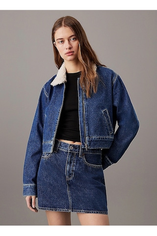 Denım Zıp Jacket Sherpa Koyu Mavi