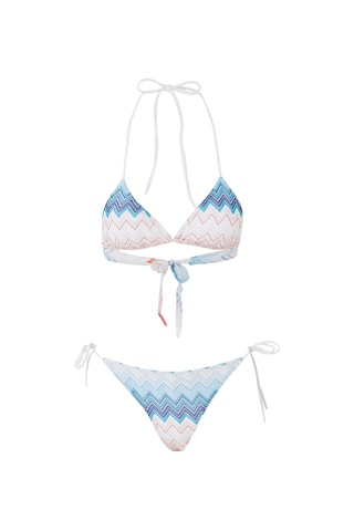 Missoni Çizgili Üçgen Bağlamalı Bikini Seti Multirenk