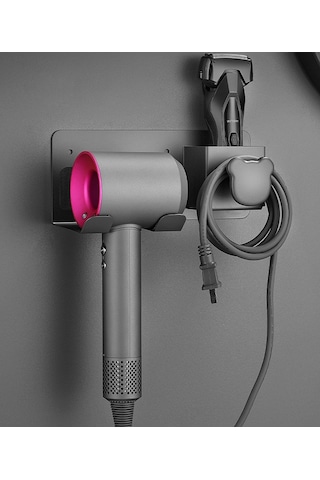 Lichen Saç Kurutma Makinesi Tutacağı, Zımbasız, Paslanmaz Çelik Gri