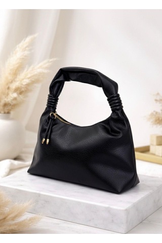 Addy Siyah Luna Hobo Pebble Velvet El Ve Omuz Çantası siyah