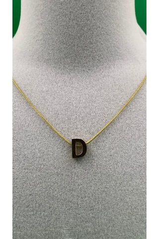 14k Altın Renginde D Harf Minimal Çelik Kadın Kolye Altın
