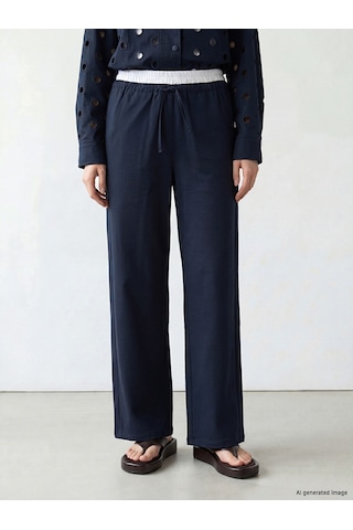 Lcw Comfort Lacivert Beli Lastikli Geniş Paça Kadın Pantolon