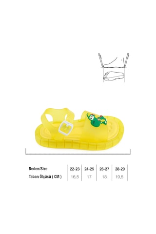 Gezer Yazlık Erkek Çocuk Suni Deri Işıklı Rahat Taban Ayarlanabilir Dino Sandalet Sarı