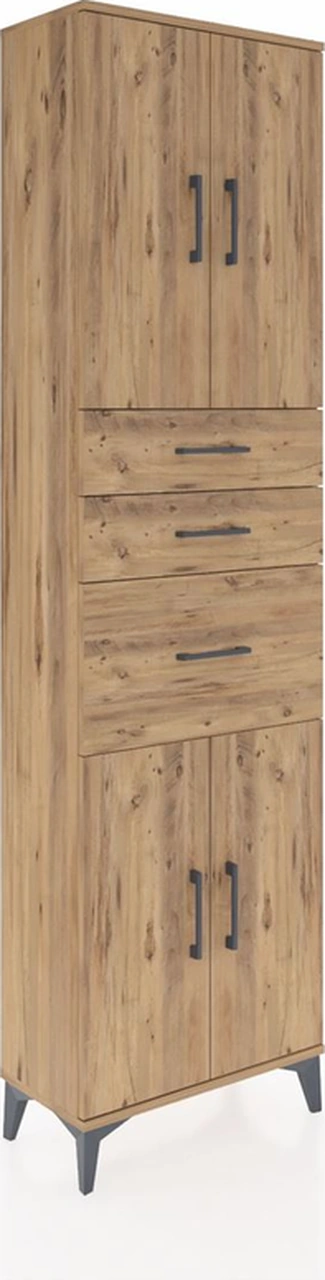 Arges Dolap 3 Raflı 3 Çekmeceli 4 Kapaklı 60x30x221 Çam-çam Çam