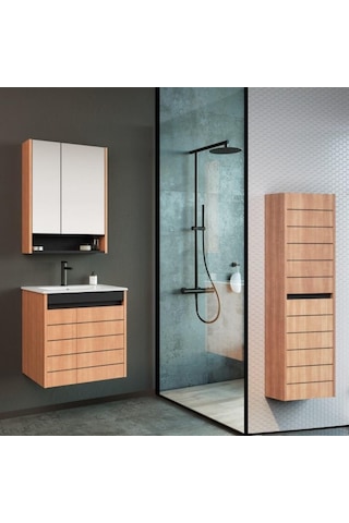 Orka Ricato 60 Cm Mdf Morganakiraz Banyo Dolabı Takımı Boy Dolabı Çok Renkli