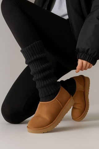 Ozzy Socks Tozluk Triko Örgü Leg Warmer Ayak Isıtıcı Siyah Siyah
