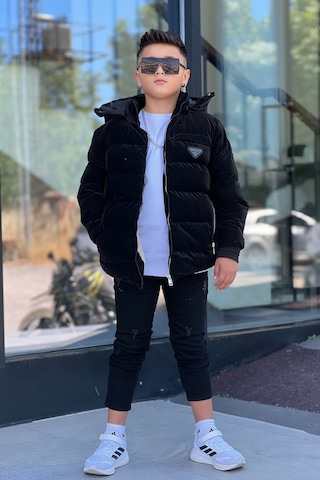 Pina Kids Erkek Çocuk Çıkarılabilir Kapüşonlu Su Geçirmez Nova Kışlık Mont Km4012 Siyah