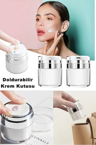 Mucit Home 2 Adet Şeffaf Krem Kutusu Doldurulabilir Pompalı Boş Krem Vücut Yağı Saklama Kutusu Şeffaf