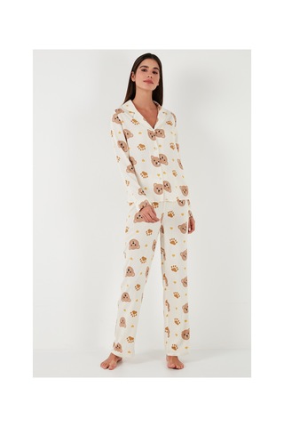Lela Reguar Fit Yumuşak Dokulu Bayan Pijama Takımı 611Pt288Y Bej
