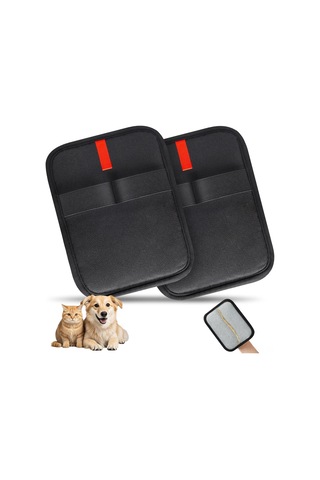 Hangfox 2 Adet İki Yönlü Elektrostatik Evcil Hayvan Tüy Çıkarma Eldiveni - Kedi Köpek Tüyü, Koltuk, Halı Temizleme Aracı Siyah