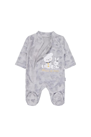 Minidamla Baby Minidamla Kız Ayı Tavşan Nakış Fermuarlı 1-6 Ay Tulum Gri