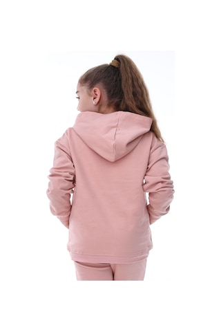 Zuzunga Basic Kapüşonlu Şardonlu Kanguru Cep Detaylı Çocuk Sweatshirt 3-10 Yaş Pudra