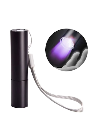 Go İthalat Mini Cep Boy Usb İle Şarj Olan Oje Kurutucu Kontol Led Uv Mor Işık El Feneri Altın - Siyah