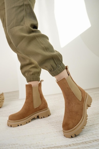 Nesil Shoes Dvm 5004 Taba Süet Çift Lastikli Kadın Bot-taba Süet Taba
